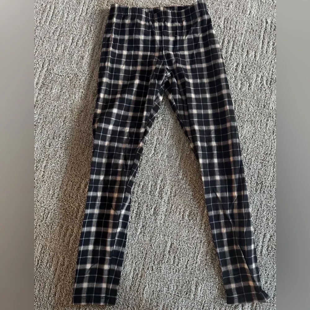 Kids Black and off white plaid Leggings